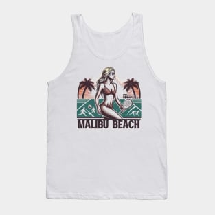 Malibu Beach Pickleball Beach Bikini Palm Trees Tank Top